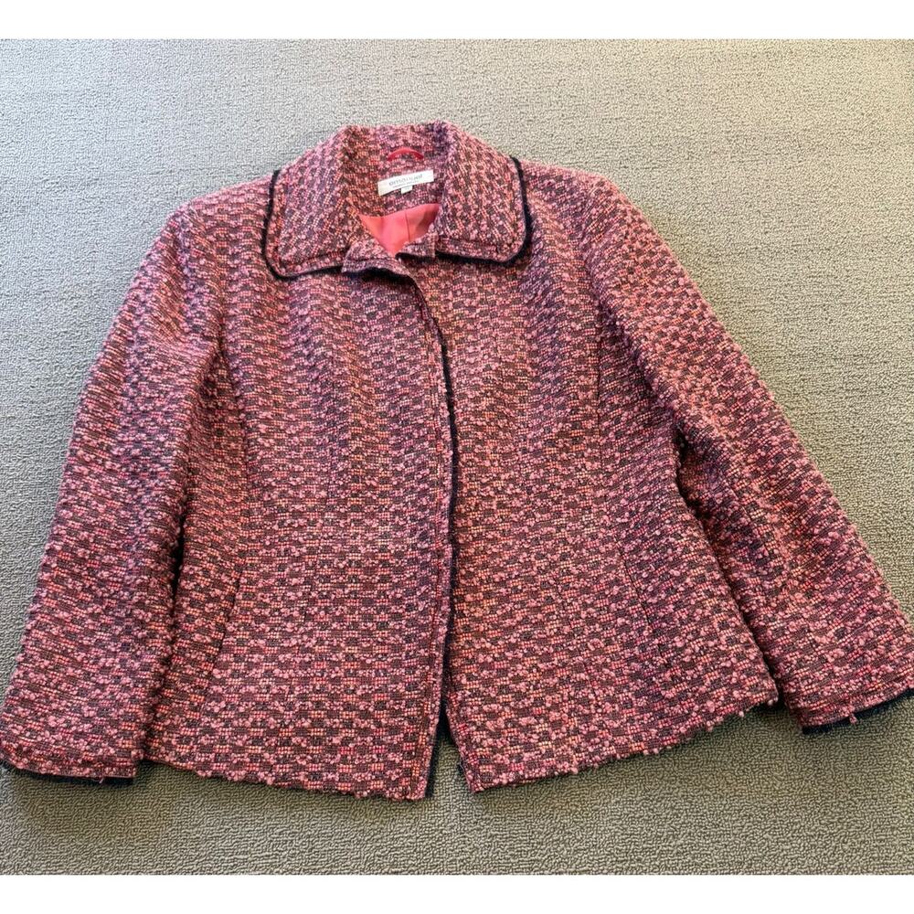 Emanuel Ungaro‎ Size 14 Womens Pink Tweed Blazer Jacket Designer Office